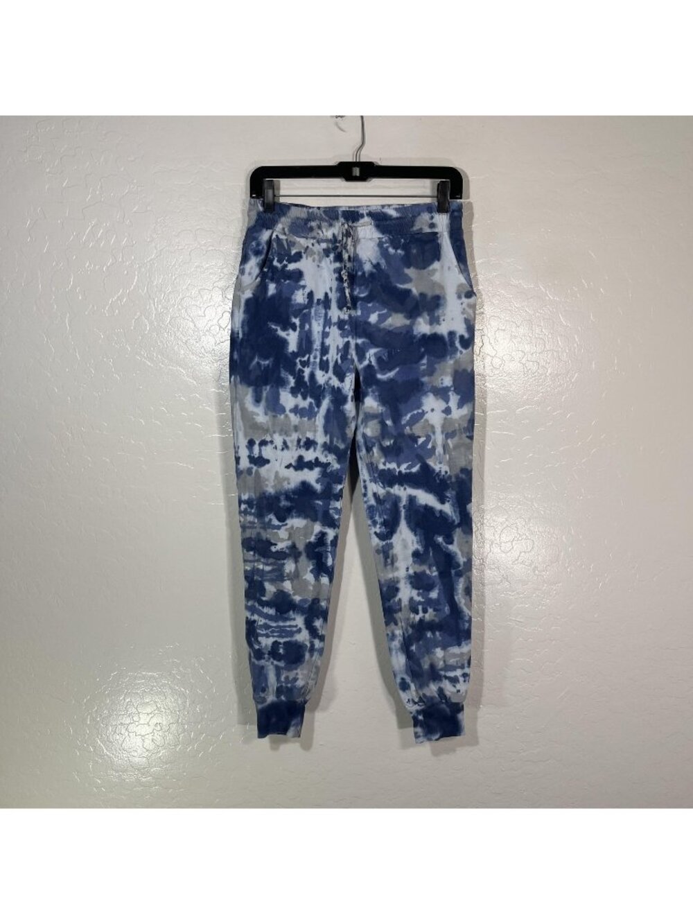 Venti6 Pants Womens S Blue Jersey Jogger Tie Dye Elastic Waist Pockets Cuffed